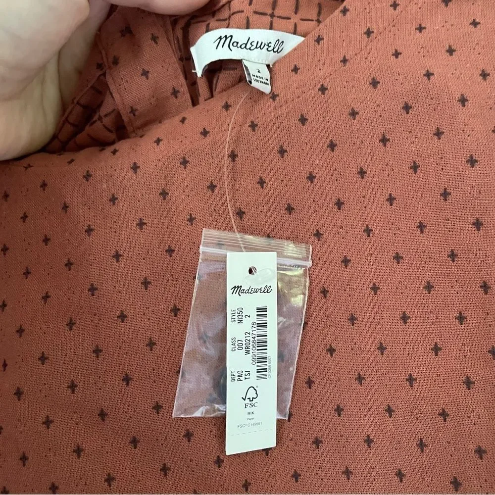 Madewell Jacquard Puff-Sleeve Top in Micro Cross